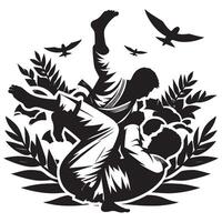Brazilian Jiu Jitsu Fight Position Silhouette vector
