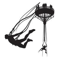 Bungee Jumper with Rebound Silhouette vector
