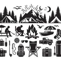 Camping Sports Running Silhouette vector
