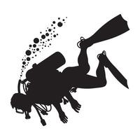 Scuba Diver Exploring Underwater Silhouette vector