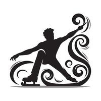 Curling Player in Action Silhouette vector