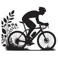 Cyclist Resting After Ride Silhouette vector