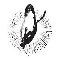 Diver Preparing to Dive Silhouette vector