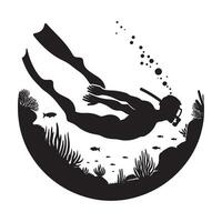 Diver Perfecting Dive Form Silhouette vector