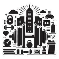 Man Squatting with Dumbbells Silhouette vector
