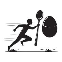 Participant Running in Egg and Spoon Race Silhouette vector