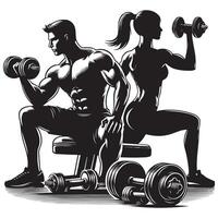 Woman Doing Dumbbell Curls Silhouette vector