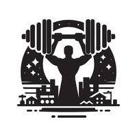 Man Lifting Dumbbells in Gym Silhouette vector