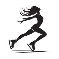 Figure Skater Practicing Routine Silhouette vector