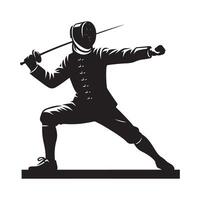 Fencer Preparing for Duel Silhouette vector