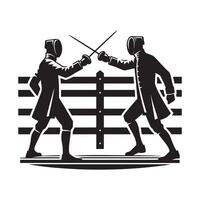 Fencer Practicing Moves Silhouette vector