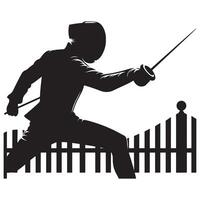 Fencer Lunging in Attack Silhouette vector