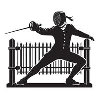 Fencer Striking Opponent Silhouette vector