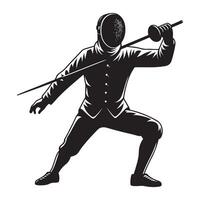 Fencer Evading Attack Silhouette vector
