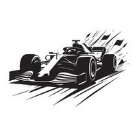 Formula Racer Driving at Speed Silhouette vector