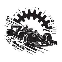 Formula Racer Under Checkered Flag Silhouette vector