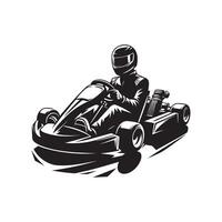 Go-Kart Racer in Action Silhouette vector