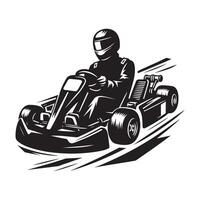 Go-Kart Racer Overtaking Silhouette vector