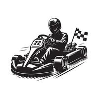 Go-Kart Driver Starting Silhouette vector