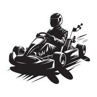 Go-Kart Driver Taking Turn Silhouette vector