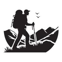 Hiker Resting on Rock Silhouette vector