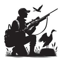 Hunter with Binoculars Silhouette vector