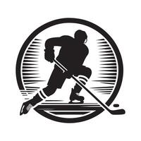 Ice Hockey Player with Stick Silhouette vector