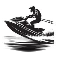 Jet Skier Splashing Waves Silhouette vector