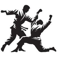 Judo Practitioner in Action Silhouette vector