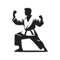 Karate Practitioner Attack Silhouette vector