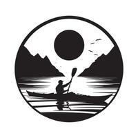 Kayaker in Rapid Waters Silhouette vector