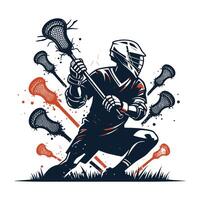 Lacrosse Player Shooting Silhouette vector