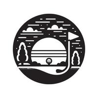 Flat Black Silhouette of Mini Golf Player vector