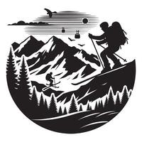 Dynamic Black Silhouette of Mountain Sport vector