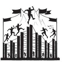 Black Silhouette of Obstacle Course Runner vector