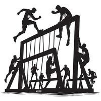 Flat Silhouette of Obstacle Race Runner vector