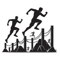 Obstacle Race Athlete in Action Silhouette vector