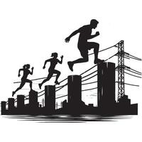 Black Silhouette of Obstacle Race Participant vector