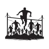 Obstacle Race Silhouette in Black vector