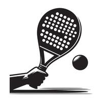 Black Silhouette of Paddle Tennis Player in Mid-Swing vector