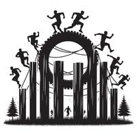 Black Silhouette of Obstacle Racer vector