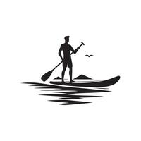Silhouette of Paddle Boarding in Action vector