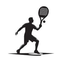 Dynamic Paddle Tennis Silhouette in Motion vector