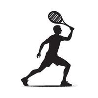 Silhouette of Paddle Tennis Player in Motion vector
