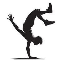 Dynamic Parkour Silhouette in Jump vector
