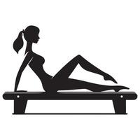 Black Silhouette of Pilates Stretching Pose vector