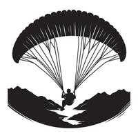 Black Silhouette of Paraglider Flying vector
