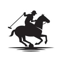 Polo Player Silhouette in Action vector