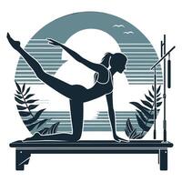 Pilates Pose Silhouette in Motion vector