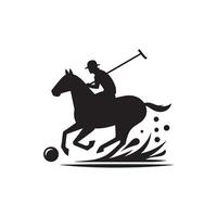 Silhouette of Polo Player with Mallet vector